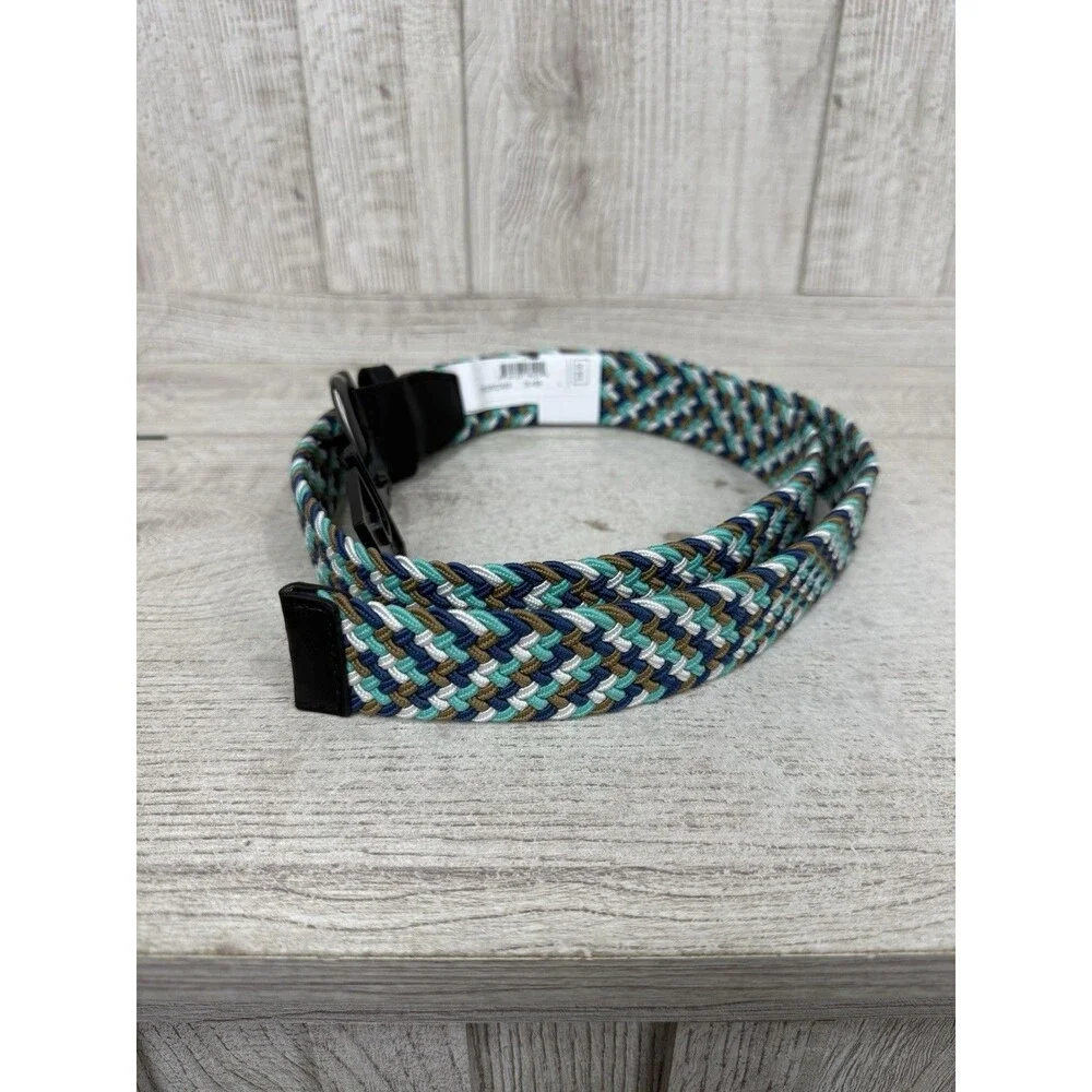 Nike G-flex Braided 1 3/8” Stretch Woven Golf Belt Navy Gray Teal Mens XL 42-44